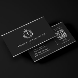 Tarjeta De Visita Contratista de Construcción de Lujo Crest Negro