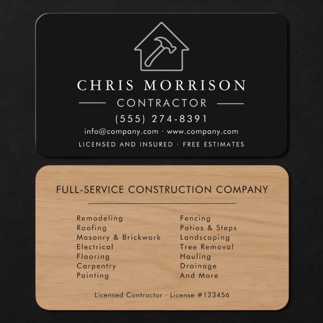Tarjeta De Visita Contratista de Construcción de Madera Moderna (Subido por el creador)