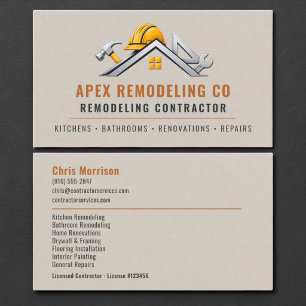 Tarjeta De Visita Contratista de Construcción de Remodelación