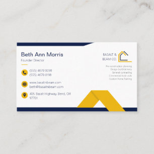 Tarjeta De Visita Contratista de Construcción Moderna Amarillo Marin