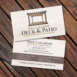Tarjeta De Visita Contratista de Cubierta y Patio Madera Rústica