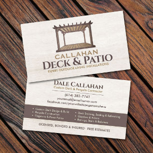 Tarjeta De Visita Contratista de Cubierta y Patio Madera Rústica