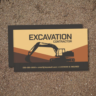 Tarjeta De Visita Contratista de Excavación - Tonos Terrosos
