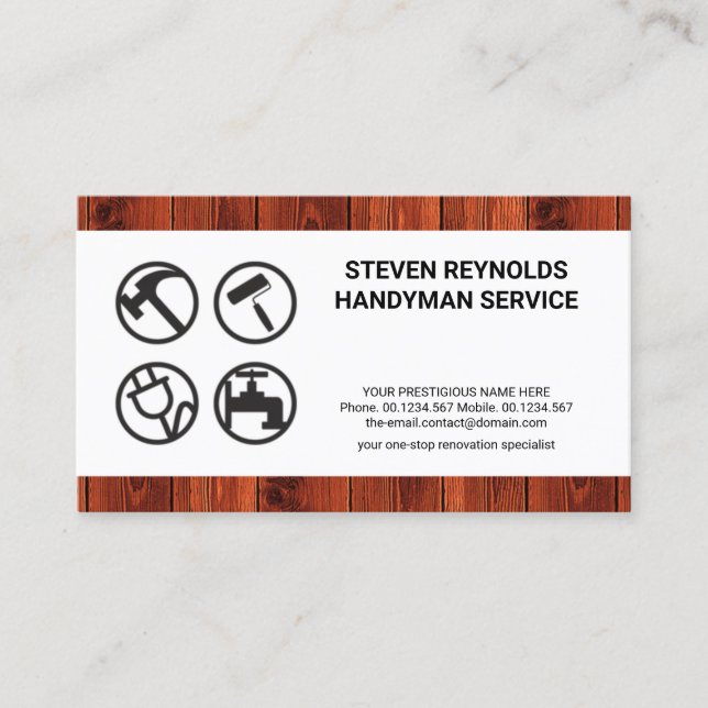 Tarjeta De Visita Contratista de herramientas de mano para cercas de (Anverso)