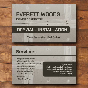 Tarjeta De Visita Contratista de Instalación de Drywall con Marca Pe