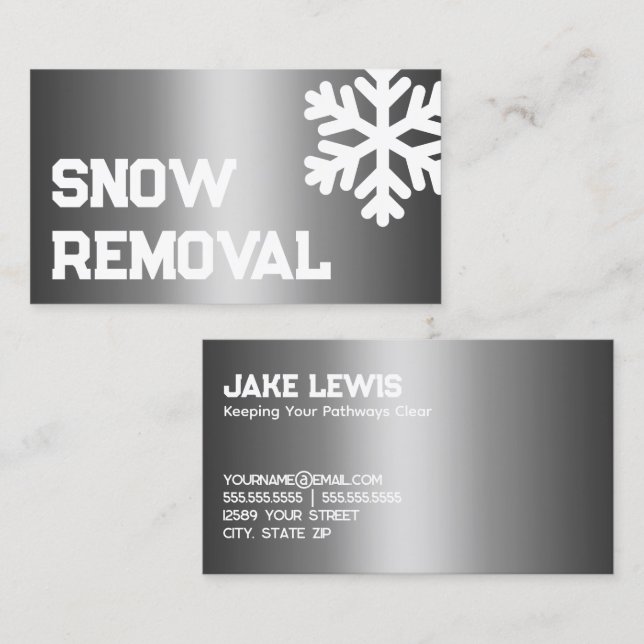 Tarjeta De Visita Contratista De La Placa De Nieve (Anverso / Reverso)