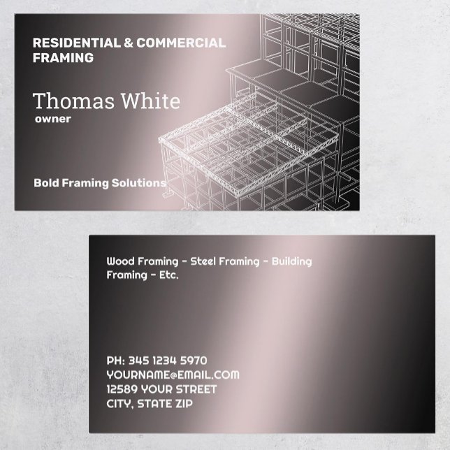Tarjeta De Visita Contratista de marcos (Framing Contractor Business Cards)