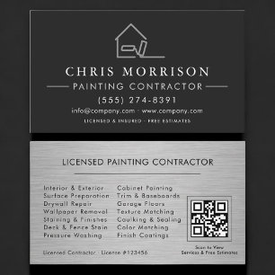 Tarjeta De Visita Contratista de Pintura Licenciado Código QR Profes
