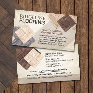 Tarjeta De Visita Contratista de pisos de parquet de madera dura acu