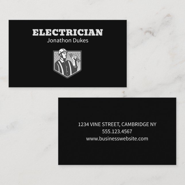 Tarjeta De Visita Contratista de portero de mantenimiento eléctrico (Anverso / Reverso)