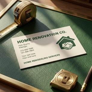 Tarjeta De Visita Contratista de remodelación de hogar ecológico con