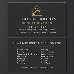 Tarjeta De Visita Contratista de Renovación de Hogar Constructor Bla