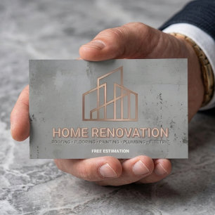 Tarjeta De Visita Contratista de Renovación de Hogar Moderno de Conc
