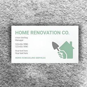Tarjeta De Visita Contratista de Renovación de Hogar Verde Salvia Mo