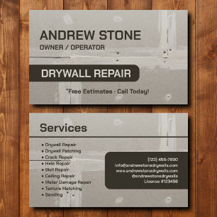 Tarjeta De Visita Contratista de Reparación de Drywall con Marca Per
