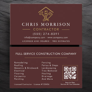 Tarjeta De Visita Contratista de Reparaciones del Hogar Código QR Bu