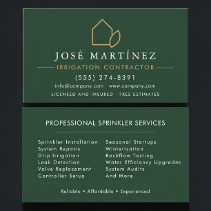 Tarjeta De Visita Contratista de Riego Profesional