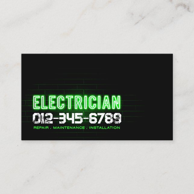 Tarjeta De Visita Contratista eléctrico (Anverso)