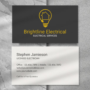 Tarjeta De Visita Contratista Eléctrico Moderno Amarillo Negro Minim