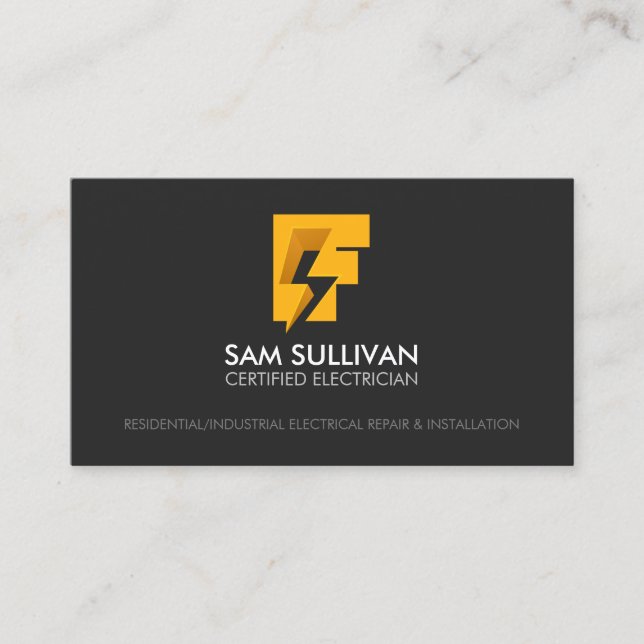 Tarjeta De Visita Contratista eléctrico Monograma F (Anverso)