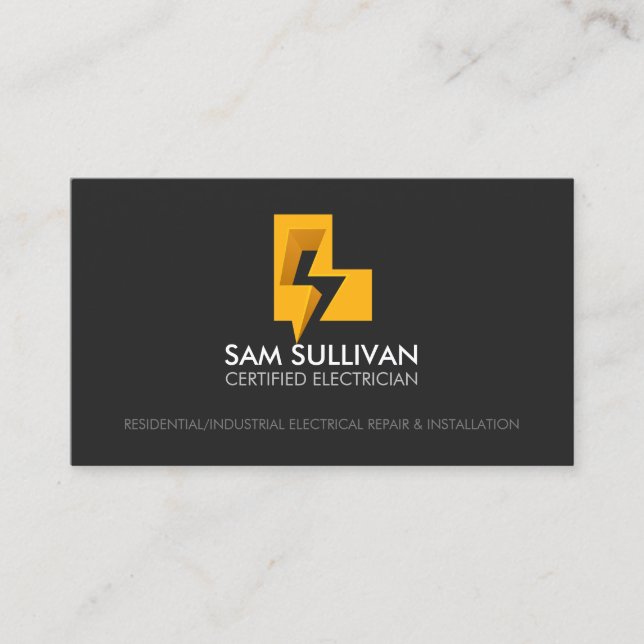 Tarjeta De Visita Contratista eléctrico Monograma L (Anverso)