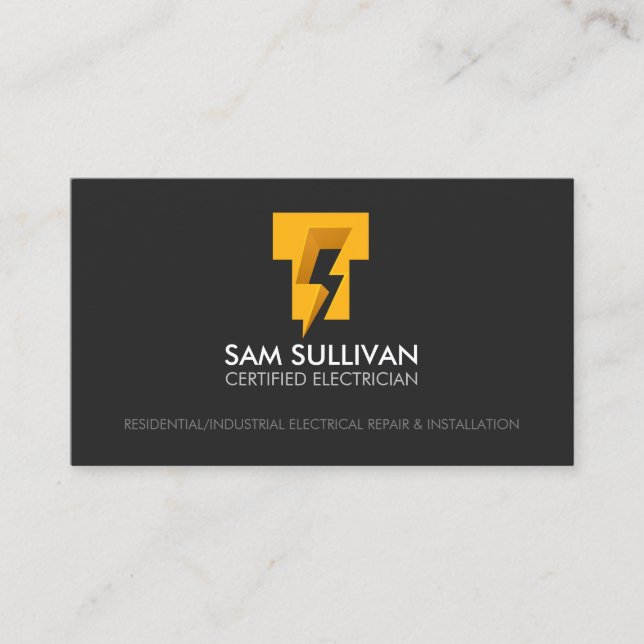 Tarjeta De Visita Contratista eléctrico Monograma T (Anverso)
