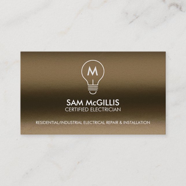 Tarjeta De Visita Contratista eléctrico monogramo (Anverso)