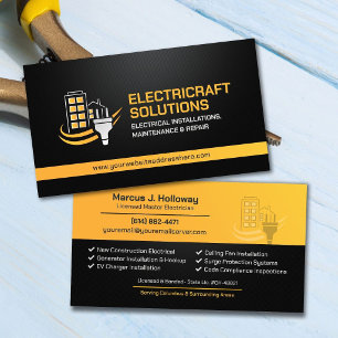 Tarjeta De Visita Contratista eléctrico profesional - electricista