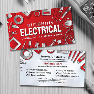 Tarjeta De Visita Contratista Eléctrico Profesional - Electricista