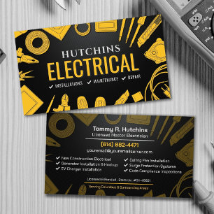 Tarjeta De Visita Contratista Eléctrico Profesional - Electricista