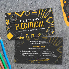 Tarjeta De Visita Contratista Eléctrico Profesional - Electricista