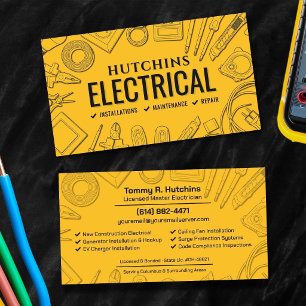 Tarjeta De Visita Contratista Eléctrico Profesional - Electricista