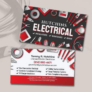 Tarjeta De Visita Contratista Eléctrico Profesional - Electricista