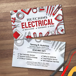 Tarjeta De Visita Contratista Eléctrico Profesional - Electricista