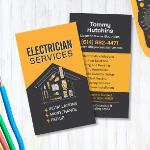 Tarjeta De Visita Contratista Eléctrico Profesional - Electricista