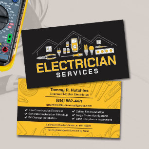 Tarjeta De Visita Contratista Eléctrico Profesional - Electricista