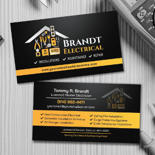Tarjeta De Visita Contratista Eléctrico Profesional - Electricista