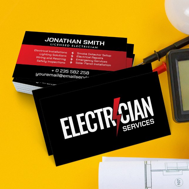 Tarjeta De Visita Contratista eléctrico profesional - Electricista (Subido por el creador)