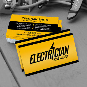 Tarjeta De Visita Contratista Eléctrico Profesional - Electricista