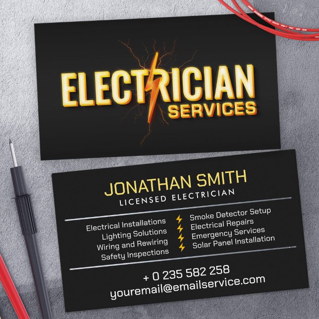 Tarjeta De Visita Contratista eléctrico profesional - Electricista (Subido por el creador)