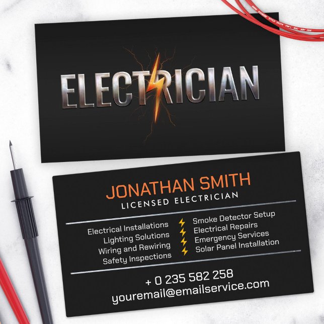 Tarjeta De Visita Contratista eléctrico profesional - Electricista (Subido por el creador)