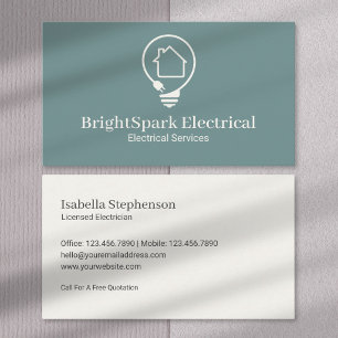 Tarjeta De Visita Contratista Eléctrico Profesional Moderno Minimali