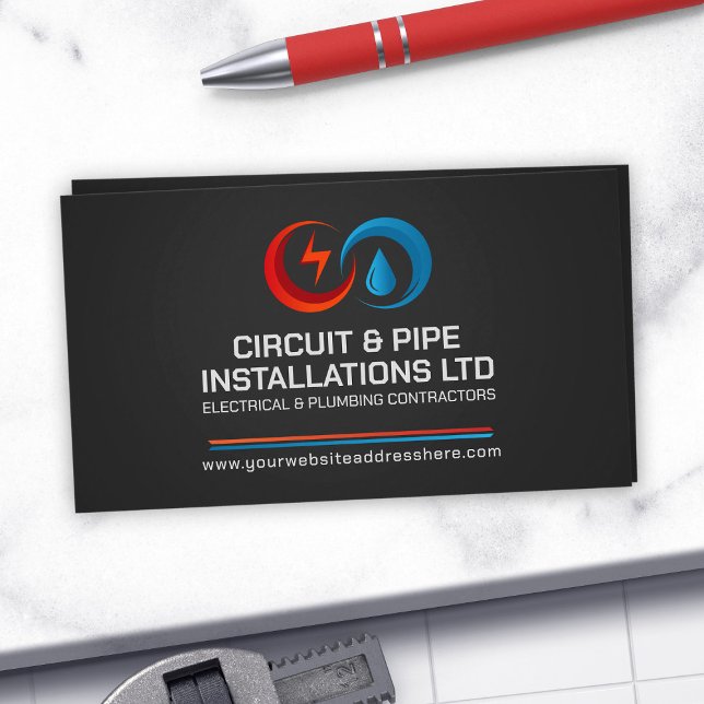 Tarjeta De Visita Contratista eléctrico y de fontanería profesional (Subido por el creador)