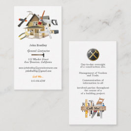 Tarjeta De Visita Contratista general - Casa con herramientas