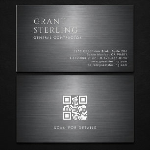 Tarjeta De Visita Contratista General Código QR Metálico