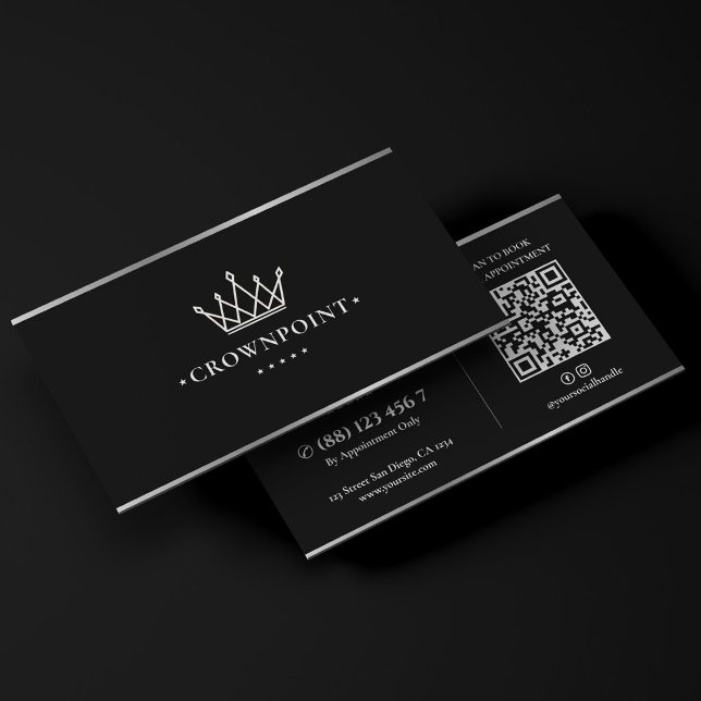 Tarjeta De Visita Contratista general constructor de lujo Silver Cro (Luxury Builder General Contractor Silver Crown Business Card
)