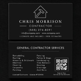 Tarjeta De Visita Contratista general de construcción de código QR