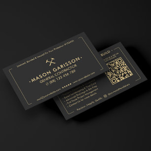 Tarjeta De Visita Contratista General de Construcción Elegante Negro