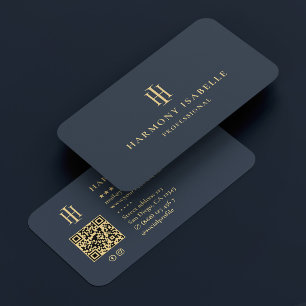 Tarjeta De Visita Contratista general de construcción Monogram Azul 