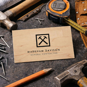 Tarjeta De Visita Contratista General de Grano de Madera